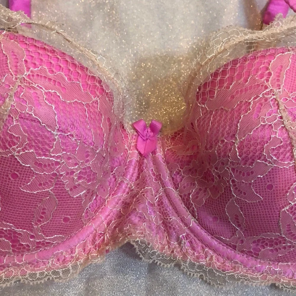 Victoria secret lace bra pink bows satin angel - Picture 2 of 10